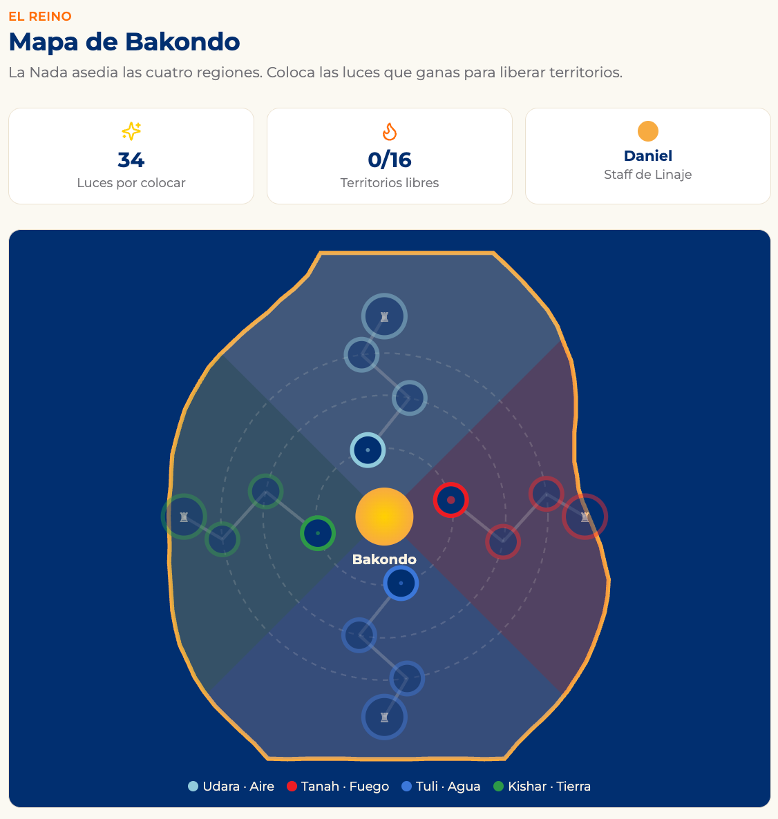 Mapa del Reino de Bakondo en la app